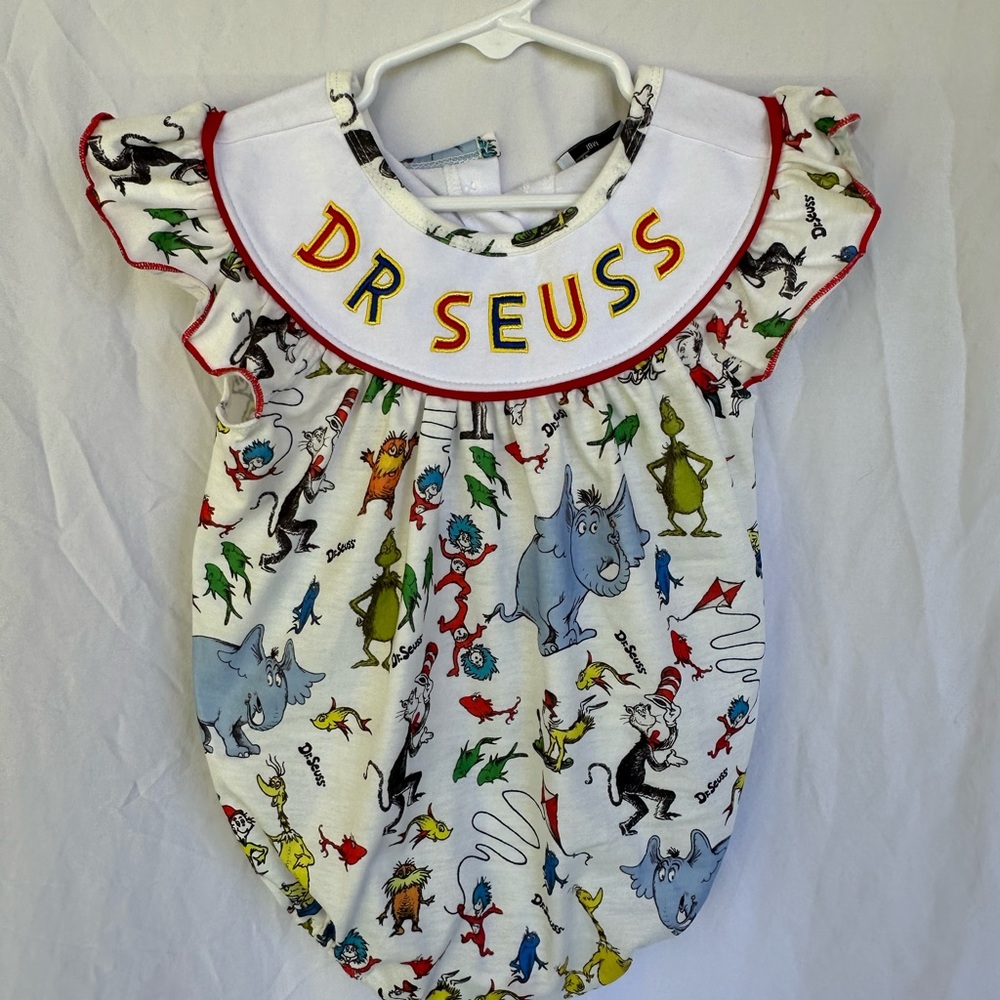 Dr. Seuss White Baby Bubble with Red Trim and Multicolor Characters